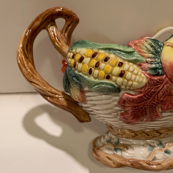 COPY - FITZ & FLOYD AUTUMN BOUNTY GRAVY BOAT & PLATE. - Picture 10 of 13